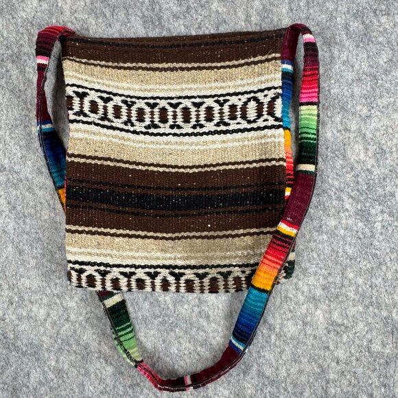 Serape Mexican Crossbody Blanket Bag Multicolor Messenger Hippie - Picture 6 of 9